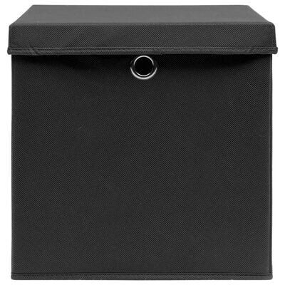 vidaXL Cajas de almacenaje con tapas 4 uds negro 28x28x28 cm