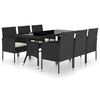 vidaXL Juego de comedor para jard&iacute;n 7 piezas rat&aacute;n sint&eacute;tico negro