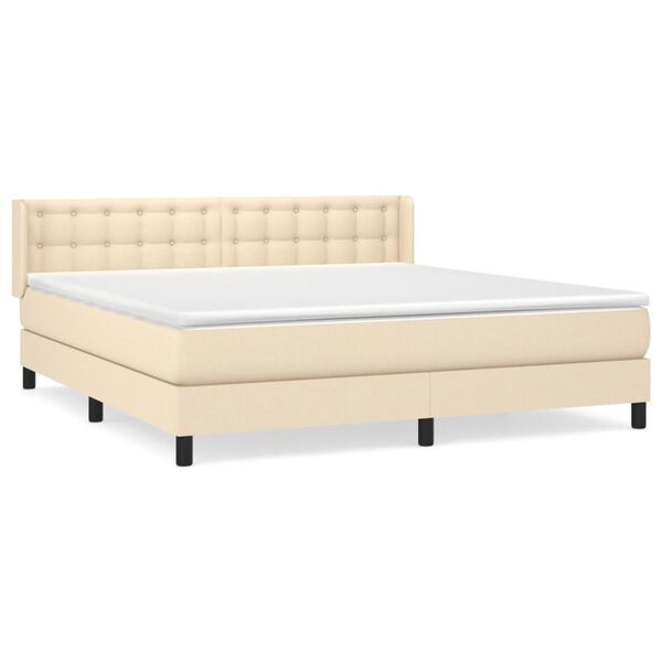 vidaXL Cama box spring con colch&oacute;n tela color crema 180x200 cm