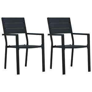 vidaXL Sillas de jard&iacute;n 2 unidades HDPE aspecto de madera negro