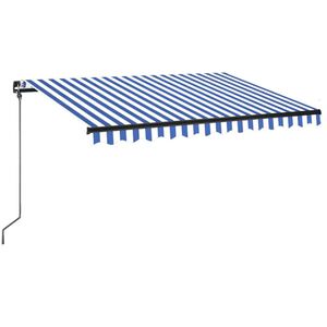 vidaXL Toldo manual retr&aacute;ctil con LED azul y blanco 350x250 cm