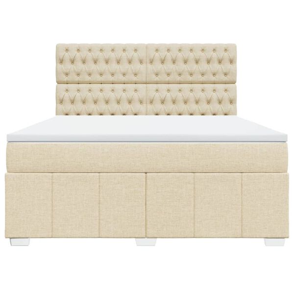 vidaXL Cama box spring con colch&oacute;n tela color crema 180x200 cm