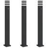 vidaXL L&aacute;mparas suelo exterior con sensor 3 uds aluminio negro 110 cm