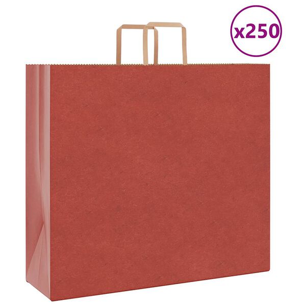 vidaXL Bolsas de papel con asas 250 uds rojo 54x15x49 cm