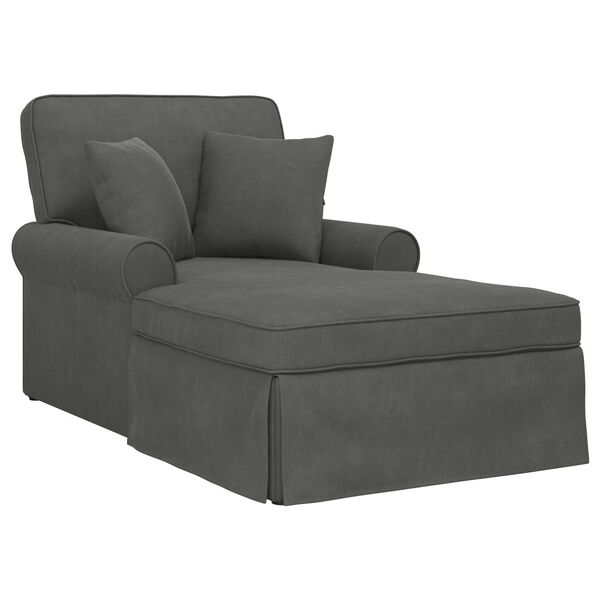 vidaXL Chaise Lounge con Falda con coj&iacute;n Gris oscuro 91 x 157 x 91 cm