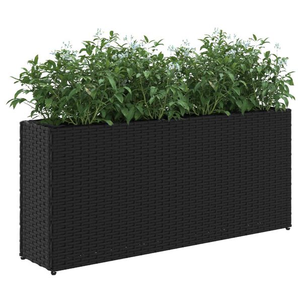 vidaXL Jardineras con 2 maceteros 2 uds rat&aacute;n PE negro 90x20x40 cm