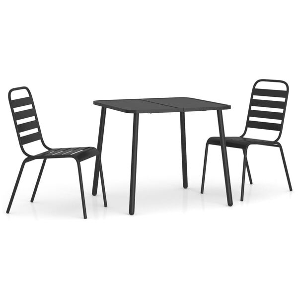 vidaXL Juego de comedor de jard&iacute;n 3 piezas acero gris antracita