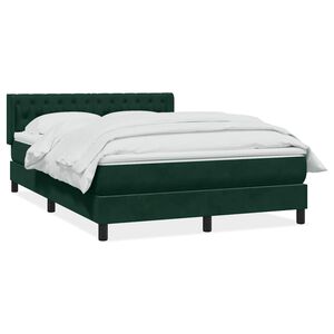 vidaXL Cama box spring con colch&oacute;n terciopelo verde oscuro 160x210 cm