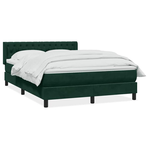 vidaXL Cama box spring con colch&oacute;n terciopelo verde oscuro 160x210 cm