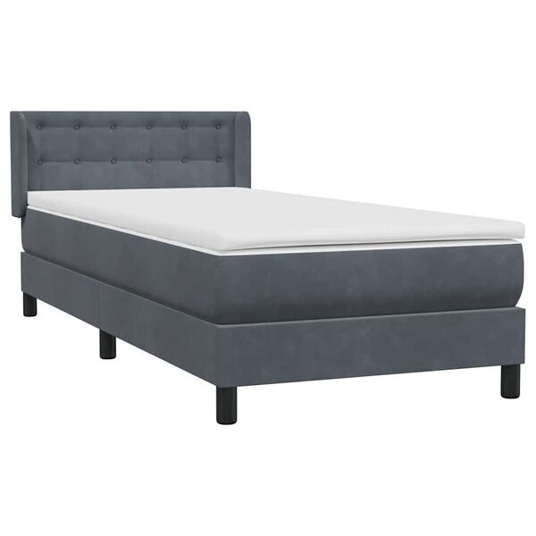 vidaXL Cama box spring con colch&oacute;n terciopelo gris oscuro 80x210 cm