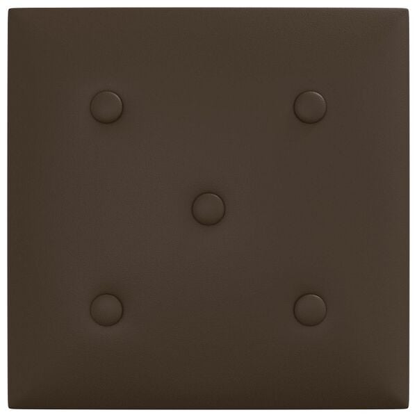 vidaXL Cabecero de Pared 12 pcs Marr&oacute;n 30 x 30 cm Cuero sint&eacute;tico