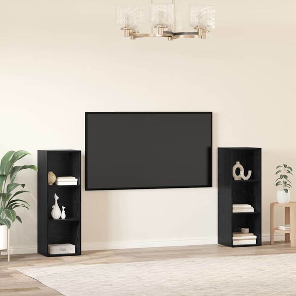 vidaXL Conjunto de mueble de TV 2 pcs Roble Negro 107 x 35 x 37 cm
