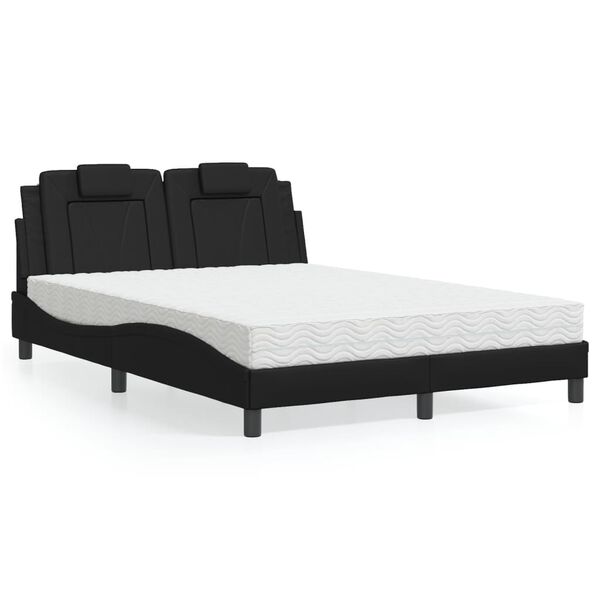 vidaXL Cama Viana con colch&oacute;n cuero sint&eacute;tico negro 140x200 cm