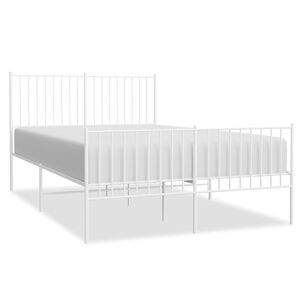 vidaXL Estructura cama sin colch&oacute;n con estribo metal blanco 140x200 cm