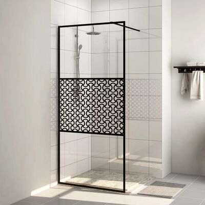 vidaXL Mampara de ducha accesible vidrio ESG claro negro 80x195 cm
