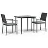 vidaXL Juego comedor jard&iacute;n 3 piezas y cojines rat&aacute;n sint&eacute;tico y acero