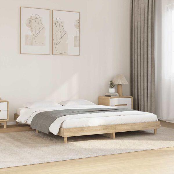 vidaXL Estructura de cama sin colchón madera roble Sonoma 140x200 cm