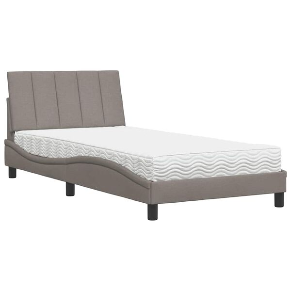 vidaXL Cama con colch&oacute;n Hanko tela gris taupe 100x200 cm