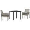 vidaXL Conjunto de Comedor de Jard&iacute;n 3 pcs Gris rat&aacute;n sint&eacute;tico