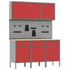 vidaXL Armario de trabajo 8 uds. Rojo Madera Ingenierizada y Acero