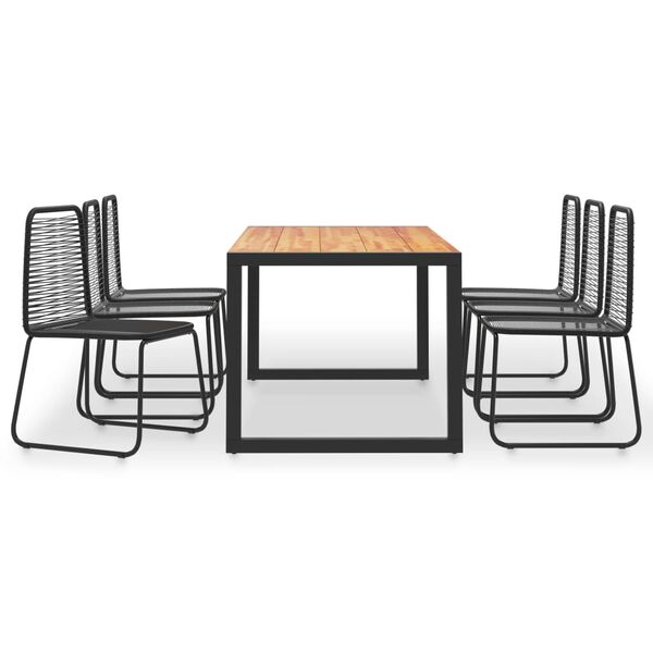 vidaXL Set comedor jard&iacute;n 7 pzas madera maciza acacia rat&aacute;n sint&eacute;tico