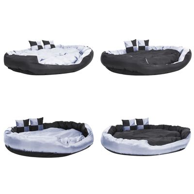 vidaXL Cojín para perro reversible y lavable gris y negro 150x120x25 cm