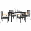 vidaXL Conjunto de Comedor de Jard&iacute;n 5 pcs Negro rat&aacute;n sint&eacute;tico