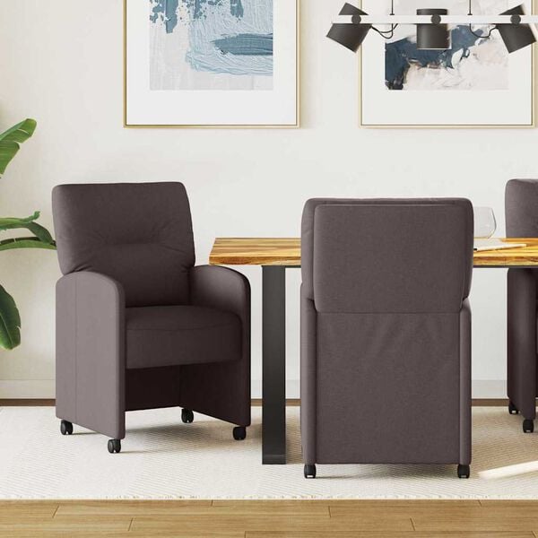 vidaXL Sillas de Comedor con Ruedas con ruedas 2 pcs Marr&oacute;n oscuro