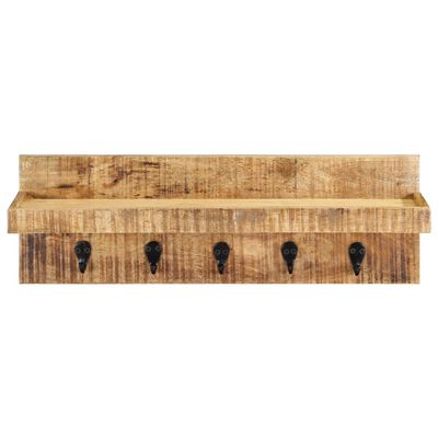 vidaXL Perchero de pared madera maciza de mango sin tratar 60x15x20 cm