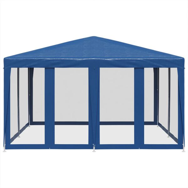 vidaXL Carpa para fiestas con 8 paredes de malla HDPE azul 4x4 m