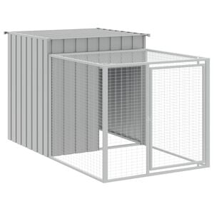 vidaXL Jaula para gallinas con corral, gris claro, 110 x 201 x 110 cm, acero galvanizado