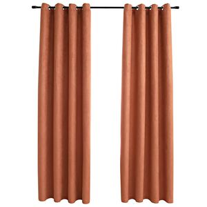 vidaXL Cortinas opacas anillas de metal 2 pzas color &oacute;xido 140x175 cm
