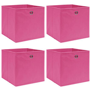vidaXL Cajas de almacenaje 4 uds tela rosa 32x32x32 cm