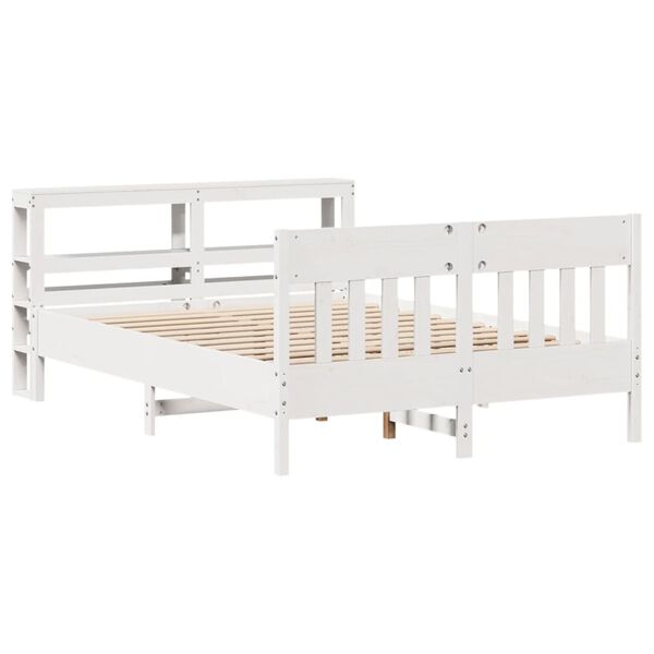 vidaXL Estructura de cama sin colch&oacute;n madera maciza blanca 120x190 cm