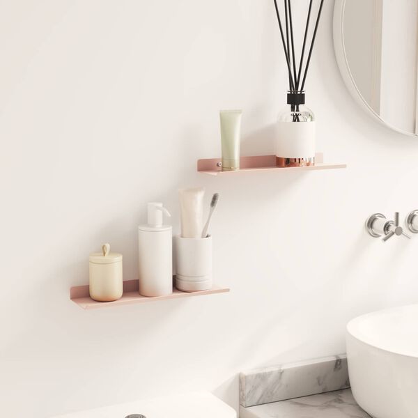 vidaXL Estante flotante 2 pcs Rosa 30 x 9 x 2,5 cm Acero