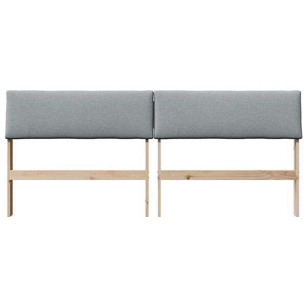 vidaXL Cabecero tapizado Gris Claro 200 cm Madera de pino macizo