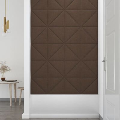 vidaXL Paneles de pared 12 uds tela marrón 30x30 cm 0,54 m²
