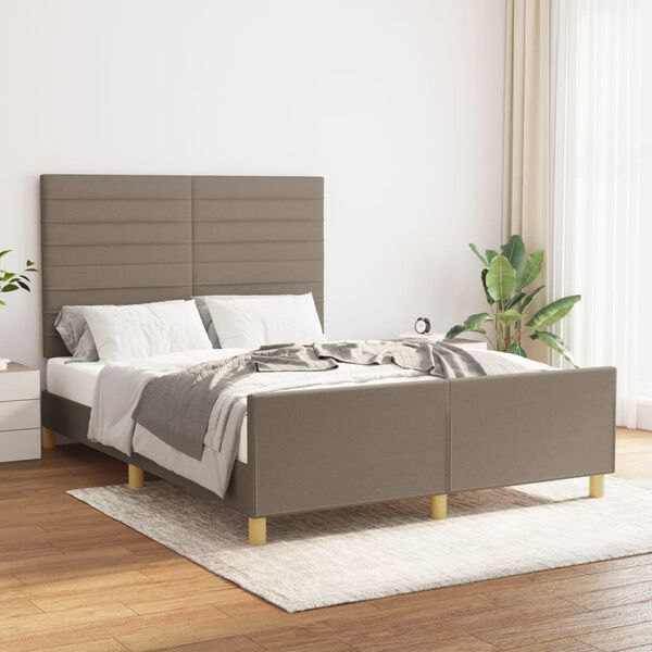 vidaXL Cama sin colch&oacute;n tela gris taupe 140x200 cm