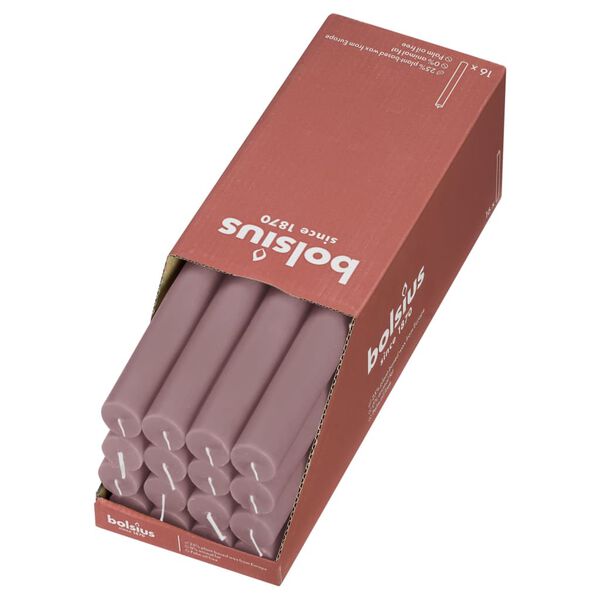 Bolsius Velas de mesa Shine 16 uds rosa ceniza 27 cm