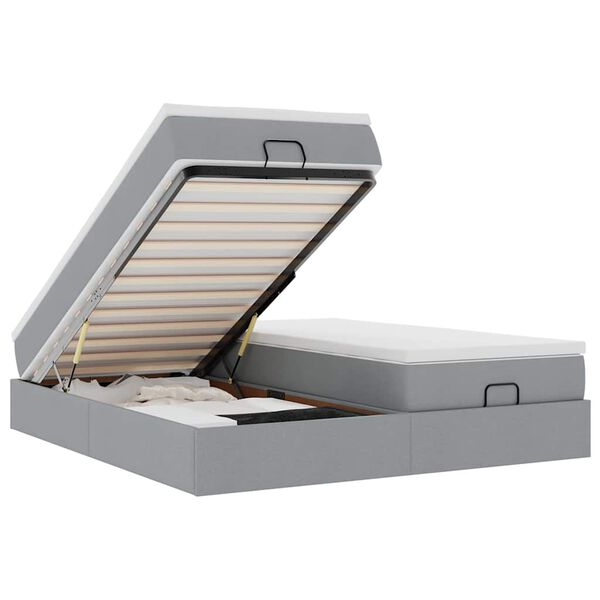 vidaXL Estructura de cama otomana colchones tela gris claro 180x200cm
