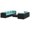 vidaXL Set de sof&aacute;s de jard&iacute;n 8 piezas y cojines rat&aacute;n sint&eacute;tico negro