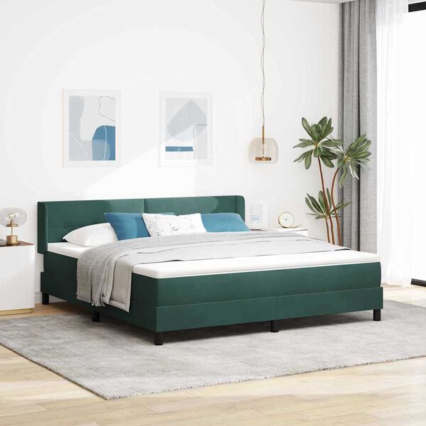 vidaXL Cama tipo Box Spring Verde oscuro 200 x 180 cm Terciopelo