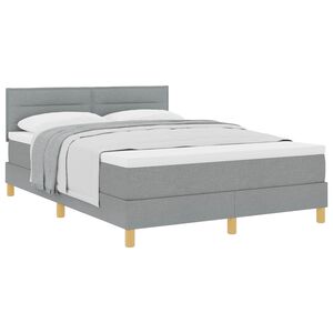 vidaXL Cama tipo Box Spring con colch&oacute;n Gris Claro 160 x 200 cm tela