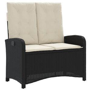 vidaXL Sill&oacute;n reclinable de jard&iacute;n con cojines rat&aacute;n sint&eacute;tico negro