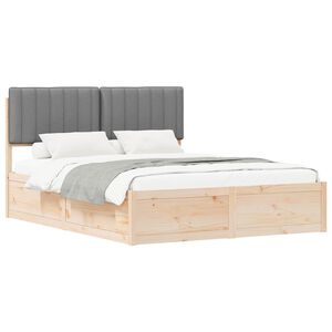 vidaXL Estructura de Cama con Cabecera Tapizada Gris Claro
