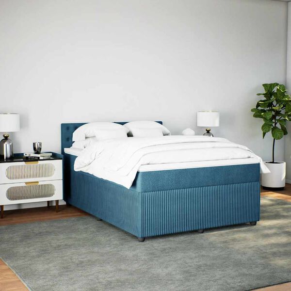 vidaXL Cama box spring con colch&oacute;n terciopelo azul 140x200 cm