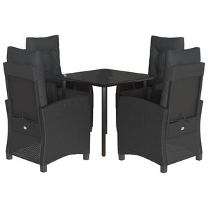 vidaXL Set de muebles jard&iacute;n 5 pzas con cojines rat&aacute;n sint&eacute;tico negro