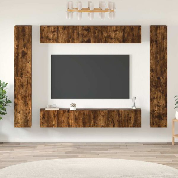 vidaXL Set de muebles de TV 10 pzas madera contrachapada roble ahumado