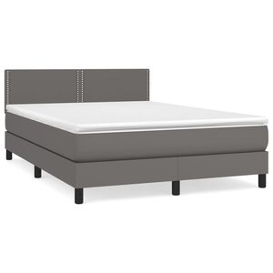 vidaXL Cama box spring con colch&oacute;n cuero sint&eacute;tico gris 140x200 cm