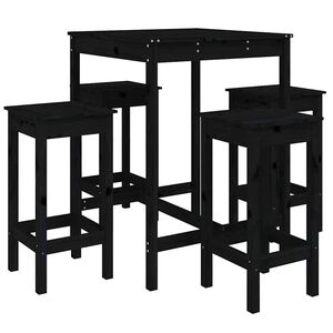 vidaXL Set de mesa y taburetes altos jard&iacute;n 5 piezas madera pino negro